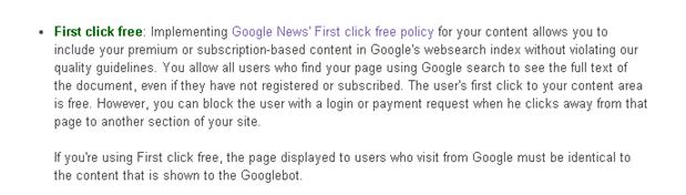 Google on First Click Free